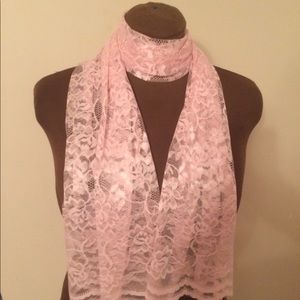 Pink Lace Scalloped Edge Women’s Girl’s Scarf